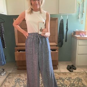 Wide leg summer linen blend pants